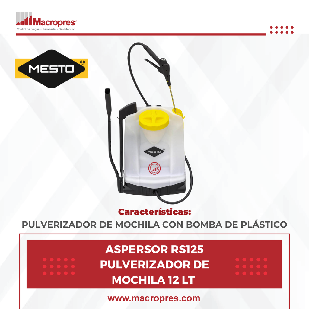 ASPERSOR RS125 PULVERIZADOR DE MOCHILA 12 LT 3552