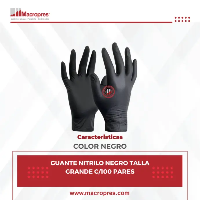 GUANTE NITRILO NEGRO TALLA GRANDE C/100 PARES