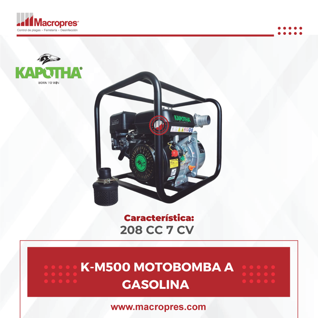 K-M500 MOTOBOMBA A GASOLINA KAPOTHA
