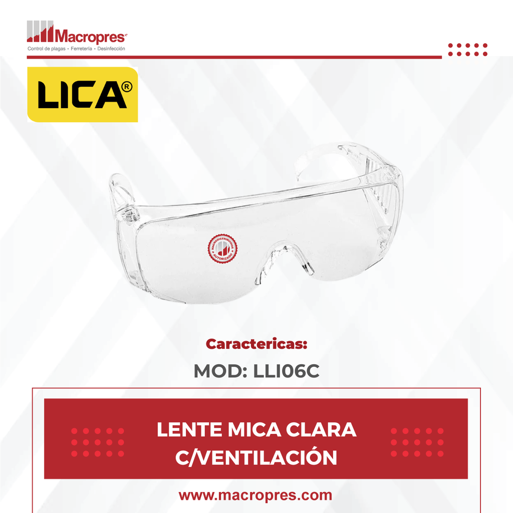 LENTE LICA MICA CLARA C/VENTILACION MOD: LLI06C
