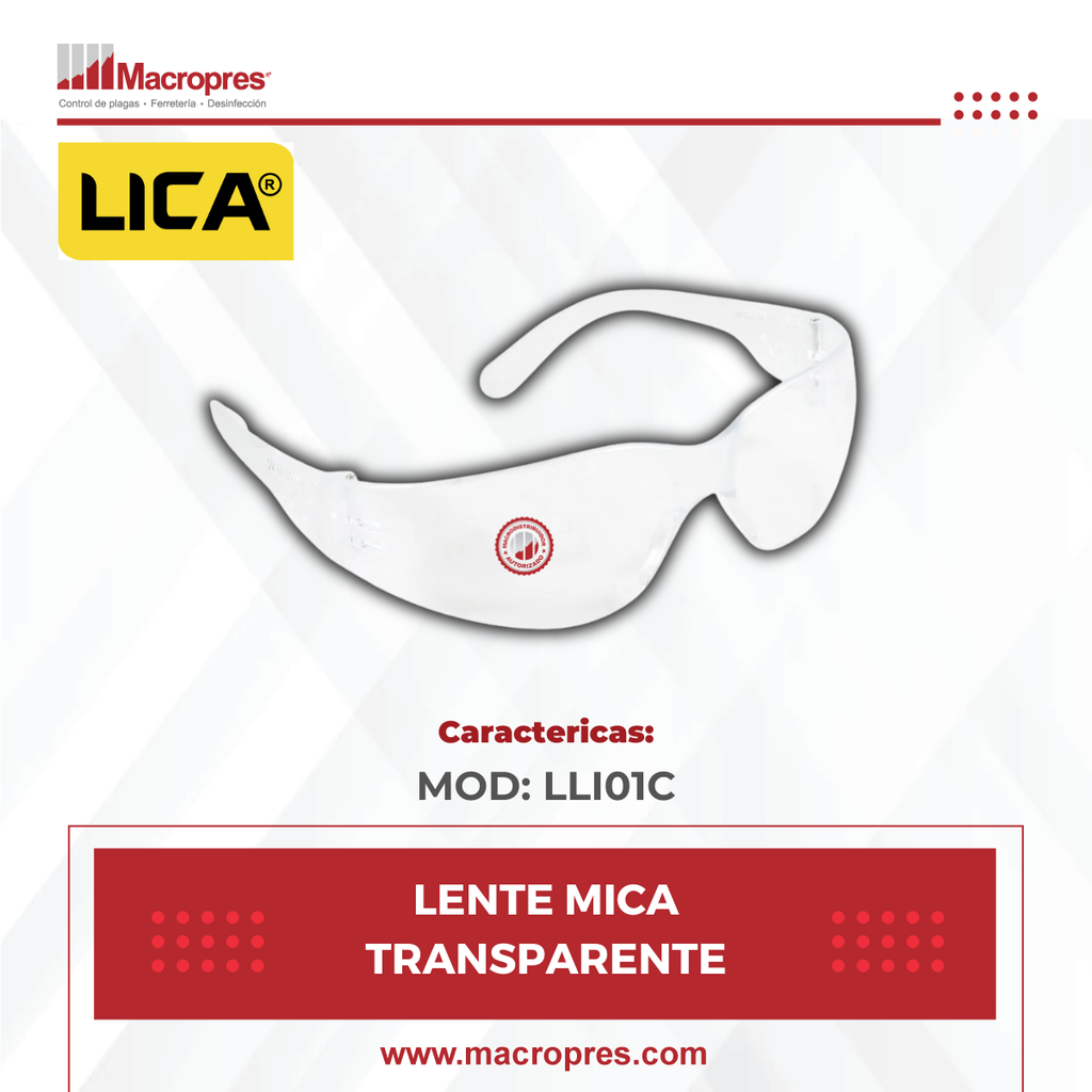 LENTE LICA MICA TRANSPARENTE MOD: LLI01C
