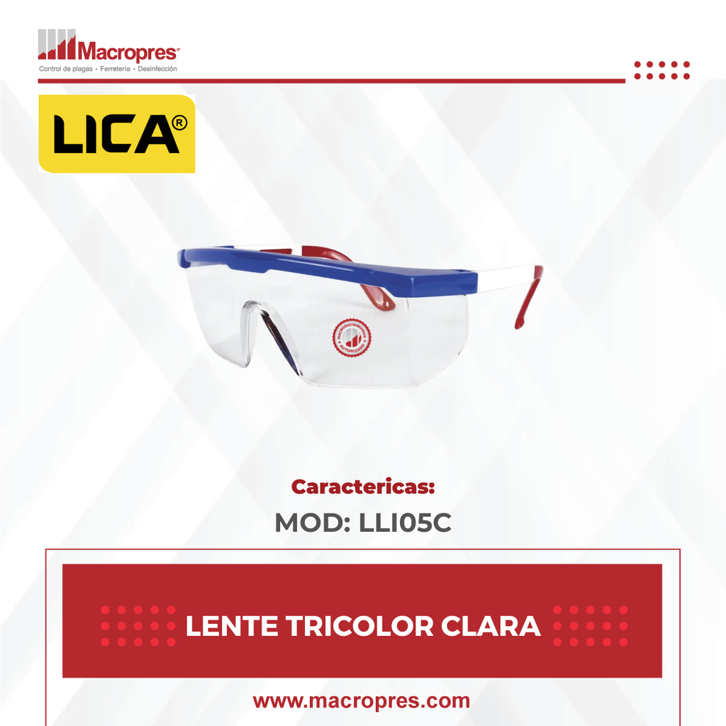 LENTE LICA TRICOLOR MICA CLARA MOD:LLI05C