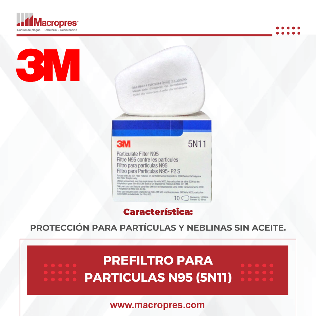 PREFILTRO PARA PARTICULAS N95 (5N11)