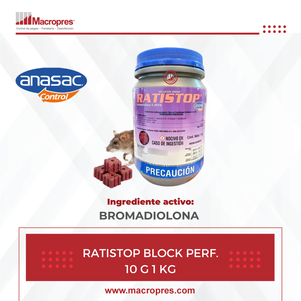 RATISTOP BLOK PERF. 10 G 1 KG X 12