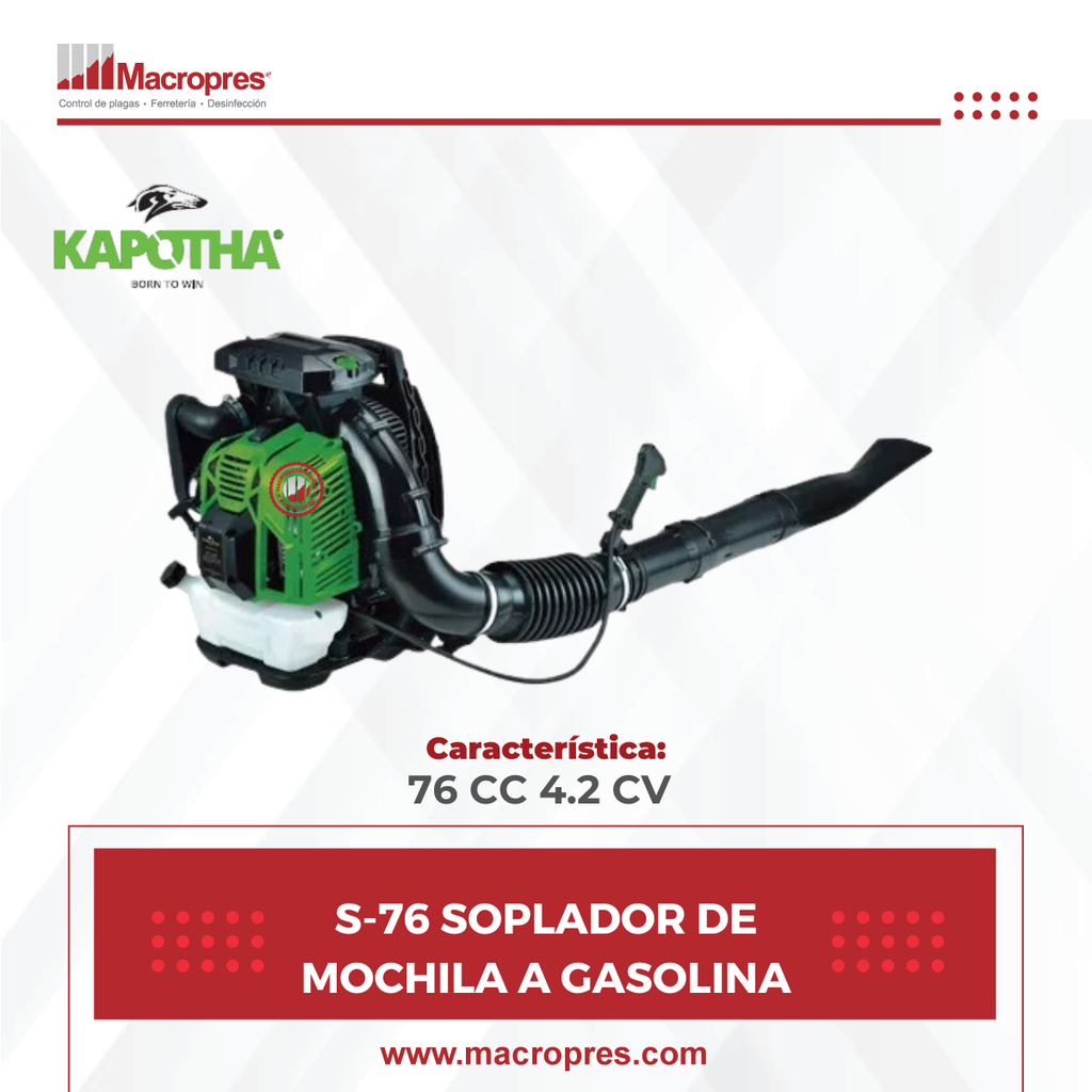 S-76 SOPLADOR DE MOCHILA A GASOLINA KAPOTHA