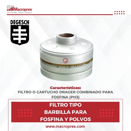 [DEGE-30] FILTRO TIPO BARBILLA PARA FOSFINA Y POLVOS