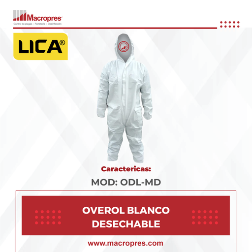 [LICA-20] OVEROL BLANCO DESECHABLE LICA MD 1 MOD: ODL-MD