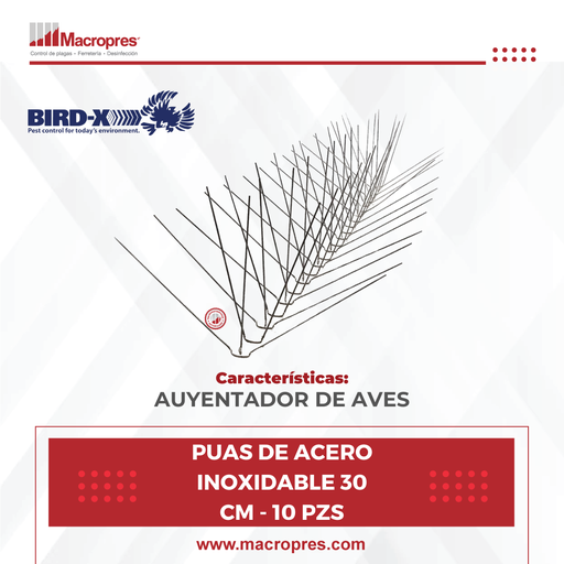 [BIRD-19] PUAS DE ACERO INOXIDABLE 30 CM - 10 PZS